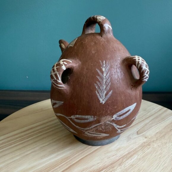 Vintage Peruvian Quinua Vessel Pitcher Zoomorphic Rustic Jug Red Clay Pottery P - Picture 5 of 10